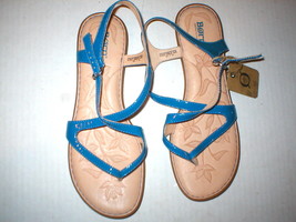 New Womens 11 Born Sandals Shoes Blue Comfort Tan Flats NWT Nahala Ankle Strap - £72.80 GBP