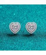GRA Certified Heart-Shaped Pink Double Halo 0.5ct Moissanite S925 Stud E... - $120.00
