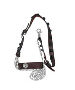 Bike Skull Motif Jeans Pants Wallet Safety Pin Leather &amp; Silver-tone Ste... - $51.95 CAD