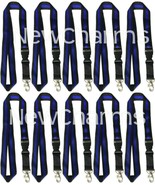 10 LANYARDS w/Detachable Key Chain Thin Blue Line Police Officer Law Enf... - £14.72 GBP