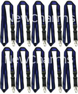 10 LANYARDS w/Detachable Key Chain Thin Blue Line Police Officer Law Enf... - £14.06 GBP