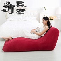 Ptlsy Inflatable Chair Sofa Lounge Chair With Household Air Pump, S-Shape, Red - £52.76 GBP