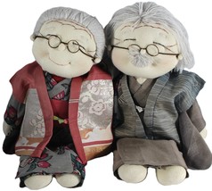 VINTAGE JAPANESE DOLLS IN FURUSODE KIMONO  12 in HANDMADE GRANDPARENTS  - $64.25 CAD