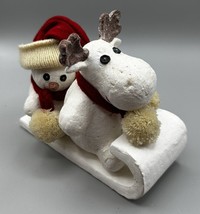 Billy Buttons Snowman Dept. 56 Sleigh Moose #45521 7 x 5 Ins. Philippines - £42.17 GBP