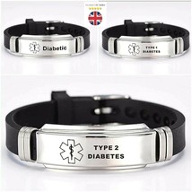 Diabetes Diabetic Type 1 ,2 Medical Alert Bracelet, Wristband Stainless ... - £7.00 GBP