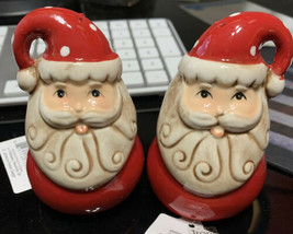 Johanna Parker Transpac Santa Salt &amp; Pepper Shakers Retro Vntg Christmas Decor - £17.31 GBP