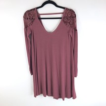 American Eagle Outfitters Red Lace Shoulder Inset V-Neck Long Sleeve Tunic Sz S - £9.92 GBP