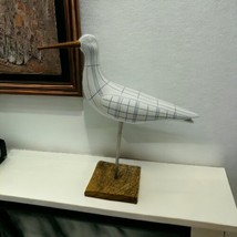 White and Blue Seagull Bird Sculpture Nautical Lake House Sea Ocean Decor - $74.25