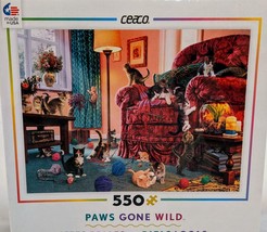 Ceaco Jigsaw Puzzle Cats PAWS GONE WILD Kittens in Kitchen 24x18&quot; 550 Pc... - $9.85