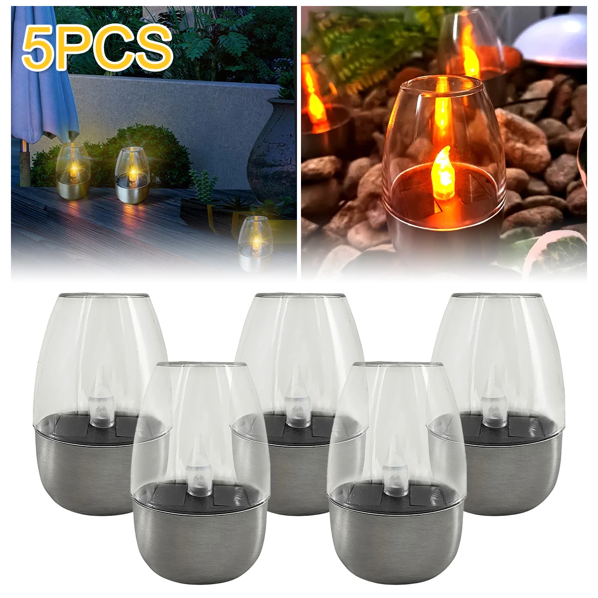 5Pcs LED Candle Lamp Solar Light Outdoor Garden LED Candle Light IP44 Waterproof - £155.80 GBP