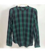 Loft Classic Women&#39;s Green &amp; Navy Plaid Blouse Mock Turtleneck Size XS - $17.80 CAD