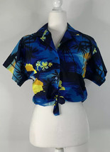 Hilo Hattie women Small blue vintage sunset short sleeve Knot Hawaiian Shirt O9 - £30.90 GBP