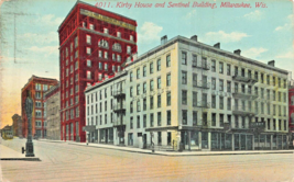 Milwaukee Wi ~ Kirby Casa &amp; Sentinel Costruzione ~1913 Cartolina - £6.72 GBP