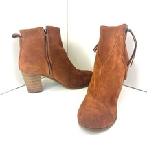 Toms Women Boots Brown Leather Suede Heels Ankle Zip Up Tassel Booties S... - $18.69