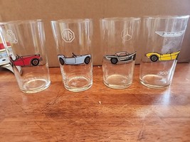 Libbey Glasses Vintage Cars Set of 4 Mercedes MG Triumph Austin-Healey - $42.06