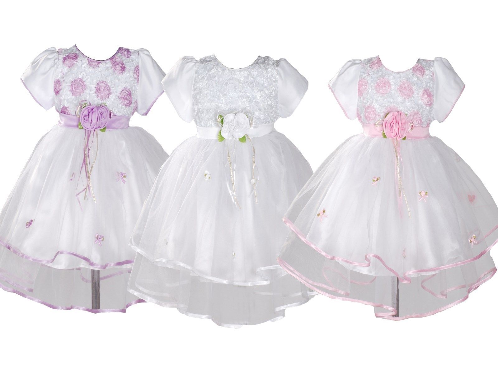 Baby Girls Christening Party Dress Pink Lilac White 0 3 6 9 12 18 Months - $21.48