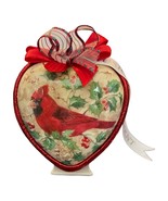 Musical Ornament Cardinal Heart Shape Christmas Plays We Wish You a Merr... - £7.00 GBP