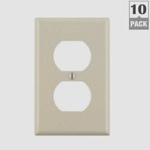 LEVITON Almond Plastic DUPLEX OUTLET WALL PLATE 2 Opening 10 PACK 78003-TMP - £13.58 GBP