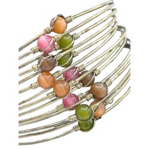 Vintage Metal Wire and Beads Cuff Bracelet 14-layer Artisan Bracelet Silver Tone - £15.61 GBP