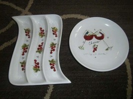 2 California Pantry Appetizer Plates Cheers Wine and grape Motif  - £26.42 GBP
