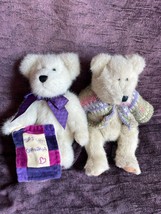Lot of Boyds Cream Plush w Best Grandma Quilt &amp; Pastel Sweater Jointed Teddy Bea - £8.83 GBP