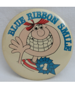 Pinback Button 80s Blue Ribbon Smile #1 Vintage One Badge Pin Red Hair S... - £14.88 GBP