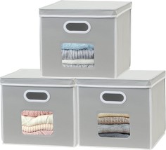 Simple Houseware 3-Pack 12-Inch Clear Window Cube Storage Bin With Lid, Grey - $39.99