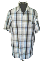 Avirex  Shirt Men&#39;s Size X Large Casual Blue Yellow White Plaid Short Sleeves - £13.18 GBP