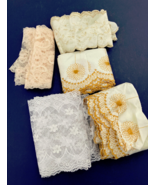 Fabric trim edges lot embroidered scalloped edge and lace vintage materials - $19.75