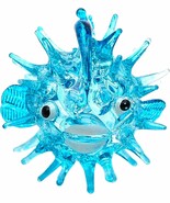2&quot; Long Light Blue Puffer Fish Figurine Hand Blown Glass - $47.04 CAD