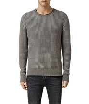 Allsaints Men&#39;s Grey Two tone Waffle Knit Pullover Sweater Sz Large L 39... - £134.36 GBP