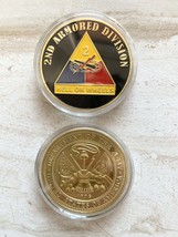 Lot Of 2 X Us Army 2nd Armored Division &quot;Hell On Wheels&quot; Challenge Coin - £23.27 GBP