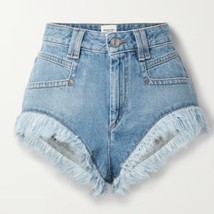 MARANT ETOILE Eneidao Cut-Off Frayed Denim Shorts Size 26 NEW - £151.71 GBP