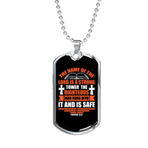 The Lord Strong Tower Christian Necklace Stainless Steel or 18k Gold Dog Tag 24 - £38.16 GBP+