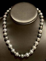 Diamond Tahitian Pearl Necklace 12.9 mm 18k Gold 17.25&quot; Certified $12,500 821383 - £3,762.69 GBP