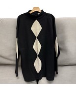 Vtg 80’s 90’s Y2K Contempo Casuals Black Ivory Harlequin Tunic Sweater W... - $527.53 MXN