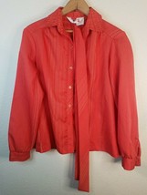 Vtg 60S 70s Lady Arrow Button Up Size 10 L/S Red Polka Dot Polyester Psychedelic - £18.61 GBP