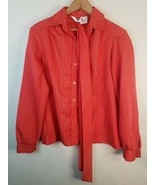 VTG 60S 70s Lady Arrow Button Up SIZE 10 L/S Red Polka dot Polyester PSY... - $32.01 CAD
