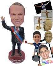 Personalized Bobblehead President Weaving Hello With His Hands In The Air Wearin - £66.84 GBP
