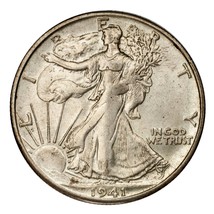 1941-S Plateado Walking Liberty Medio Dólar 50C (Elección Bu Estado) - $72.76