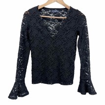 American Eagle Womens S Lace Top Bell Sleeves Black Stretchy Witchy Gothic  - £15.22 GBP