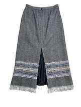 SAG Harbor Wool Blend Lined Pencil Skirt Embroidered Fringe Size 16 - £13.14 GBP