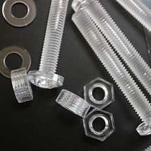 20x Transparent Clear Plastic Acrylic M8 x 60mm Nuts &amp; Bolts -Acrylic Pl... - £19.43 GBP