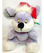 Vintage Plush Mouse Grey Stuffed Animal Gray Holiday Christmas Hat &amp; Sca... - $39.00