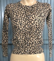 Leopard Animal Print Stretch Merona 100% Cotton Button Shirt Long Sleeve Small - £9.29 GBP