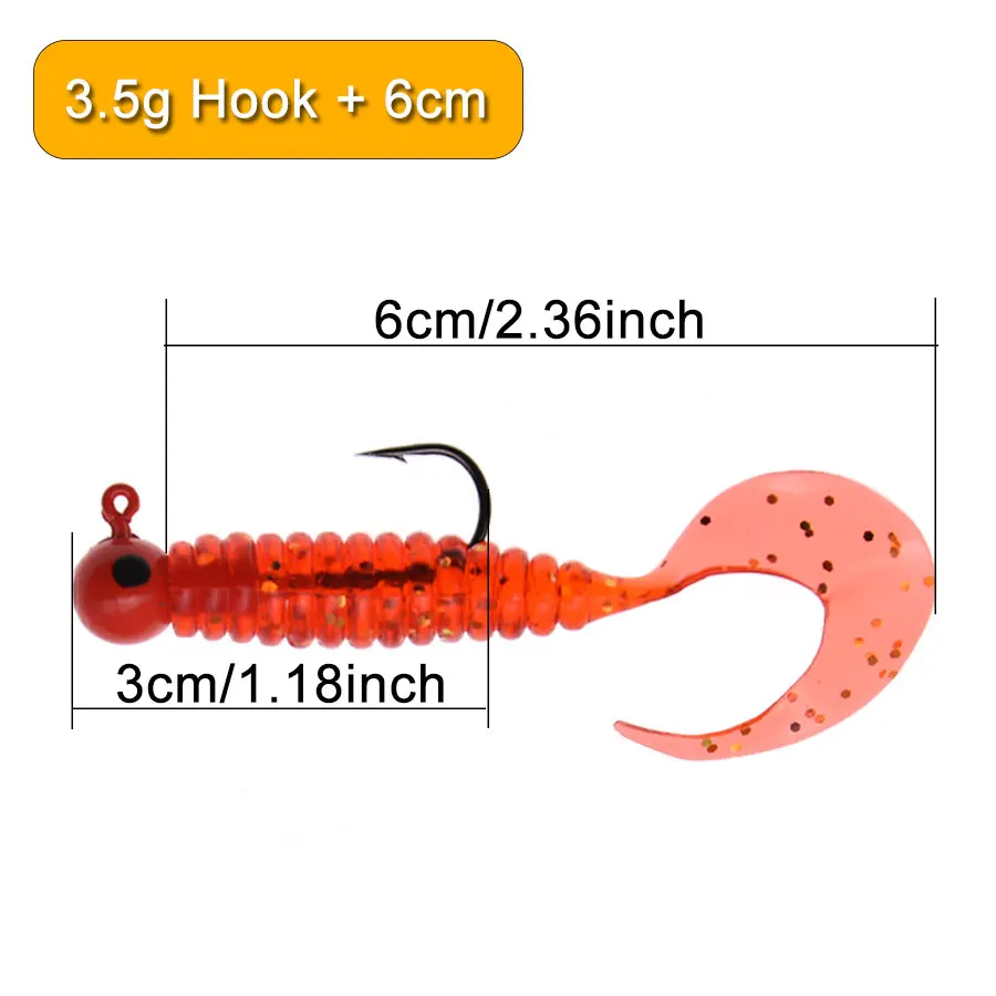 Sporting JYJ 3.5g jig hook with 6cm soft tail lure bait worm maggot silica fishi - £23.62 GBP