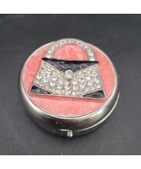 Rhinestone Handbag Pink Trinket Pill Box 3 Compartment For Travel/Purse - $12.08 CAD