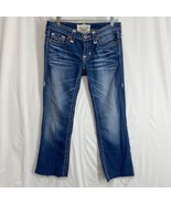 Big Star LIV Jeans Women&#39;s 27 Cropped Blue Denim Slim Fit Destroyed Raw Hem - $28.49