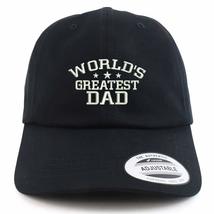 Trendy Apparel Shop XXL World&#39;s Greatest Dad Embroidered Unstructured Cap - Blac - £17.57 GBP