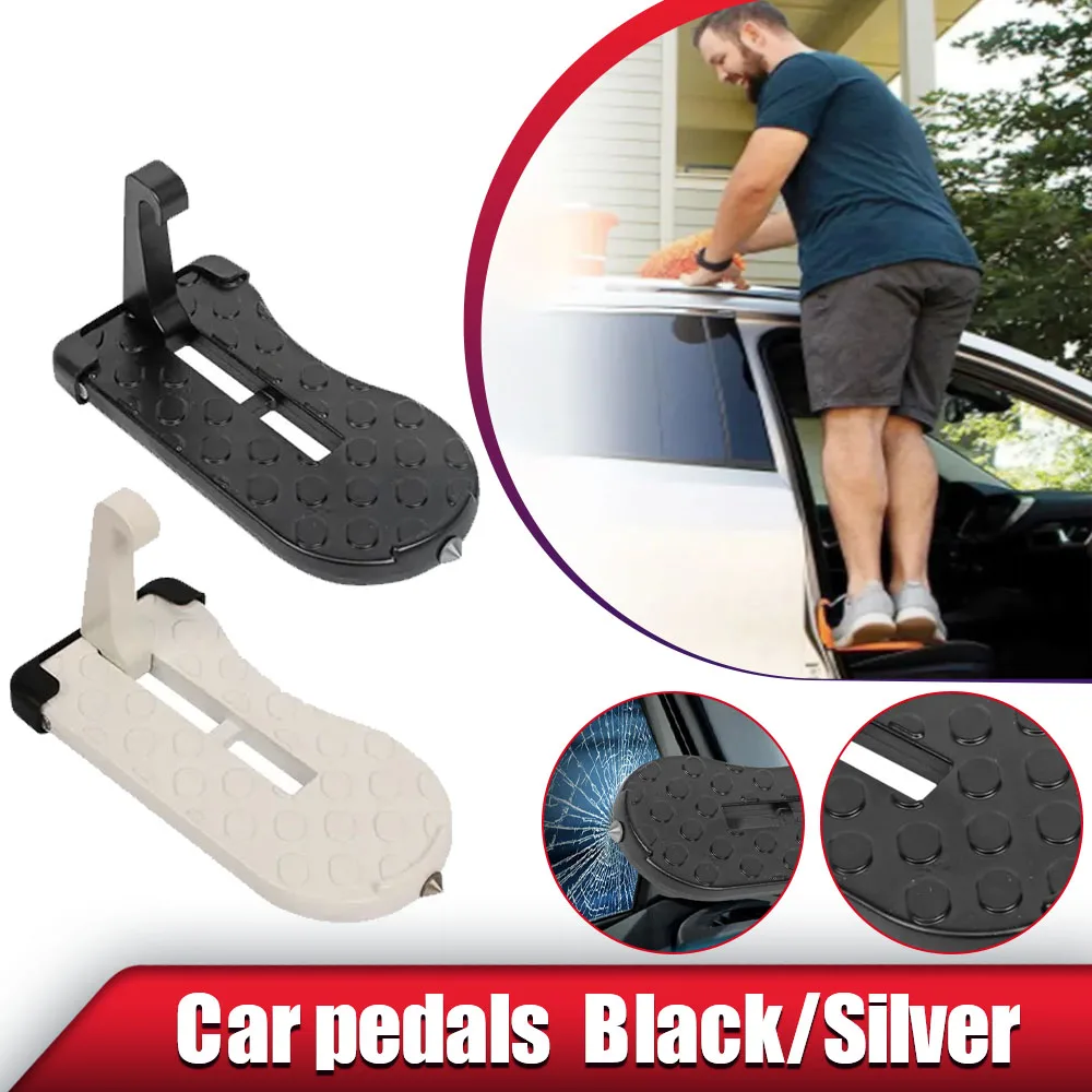 Car lock hook foot pedal with aluminum alloy safety hammer function roof rack step door thumb200